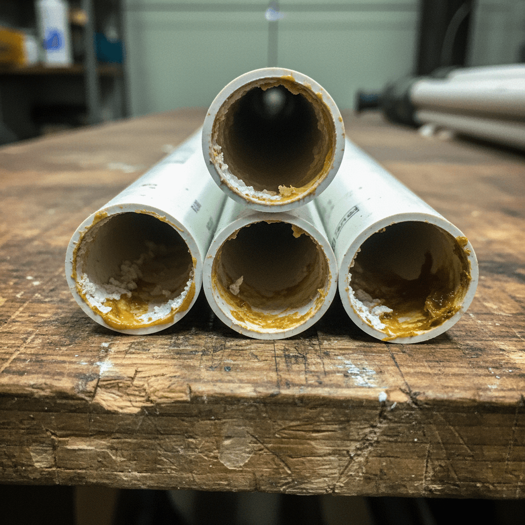 Techniker überprüft den Durchfluss einer Fußbodenheizung mit einem Spülgerät