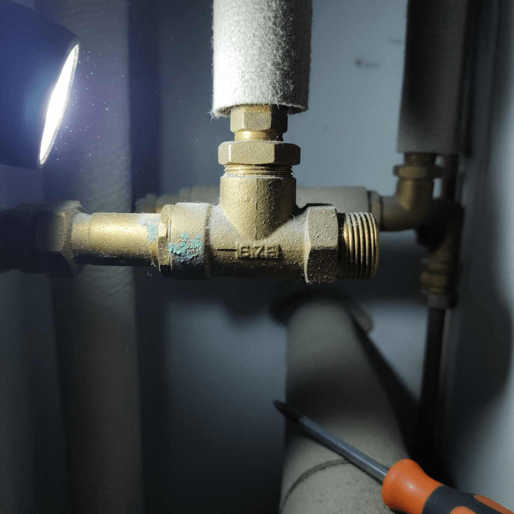 Techniker löst Ventilstellmotor an einer Heizung